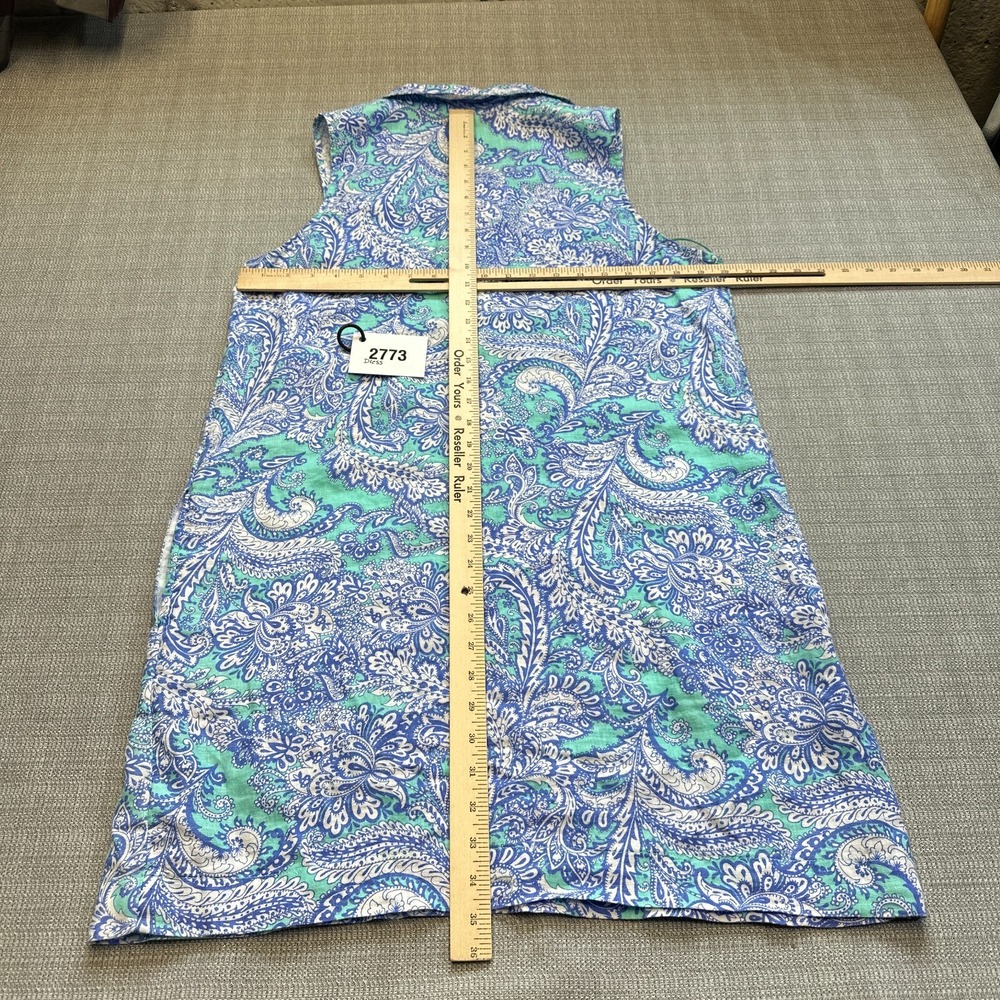 Cynthia Rowley Linen Paisley Shift Dress size 12 Coastal Sleeveless‎ Resort - Picture 4 of 7